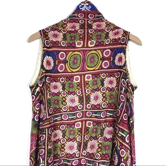 SOHO CHICK Knit Wrap Open Cardigan Fringe Floral Boho Southwestern Size Medium - Picture 4 of 10